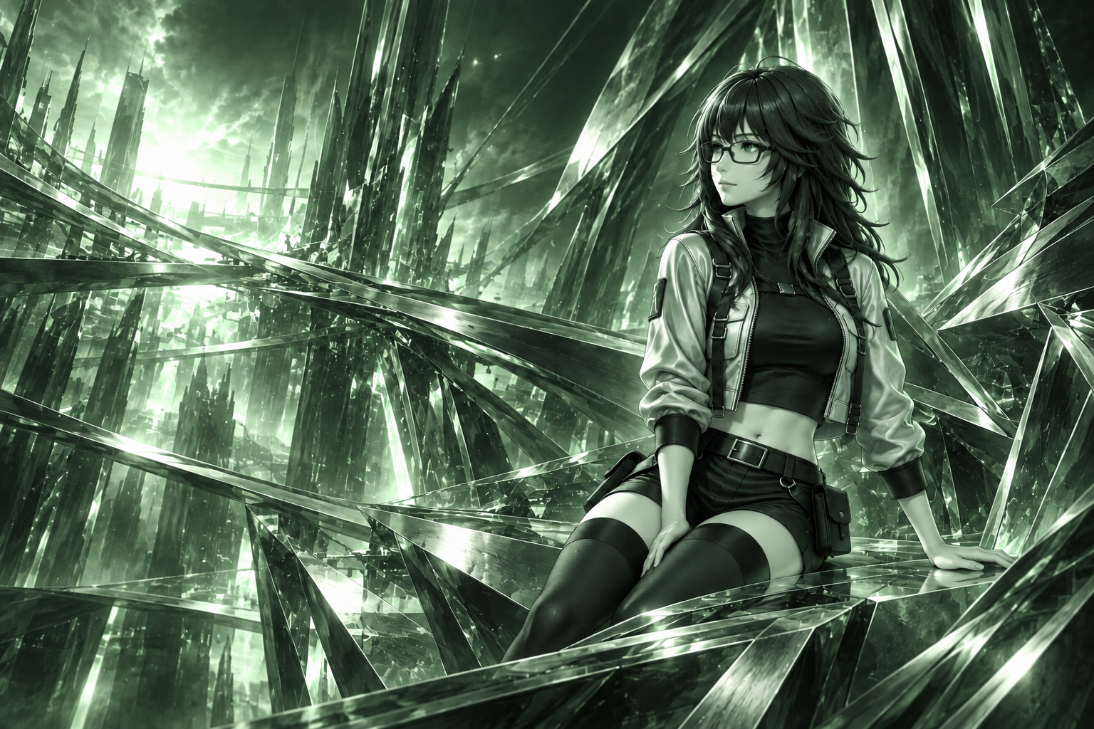 The AOTX representative sits on a silver-green ledge, looking across the surrounding metallic structures.